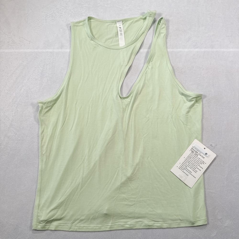 NWT LULULEMON Women's 10 Light‎ Green Shoulder Cut-Out Yoga Tank Athletic Top - Picture 2 of 7